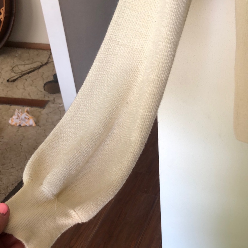 Christian Siriano Cream Crew Neck Sweater with Metallic Embellishments - Picture 5 of 6
